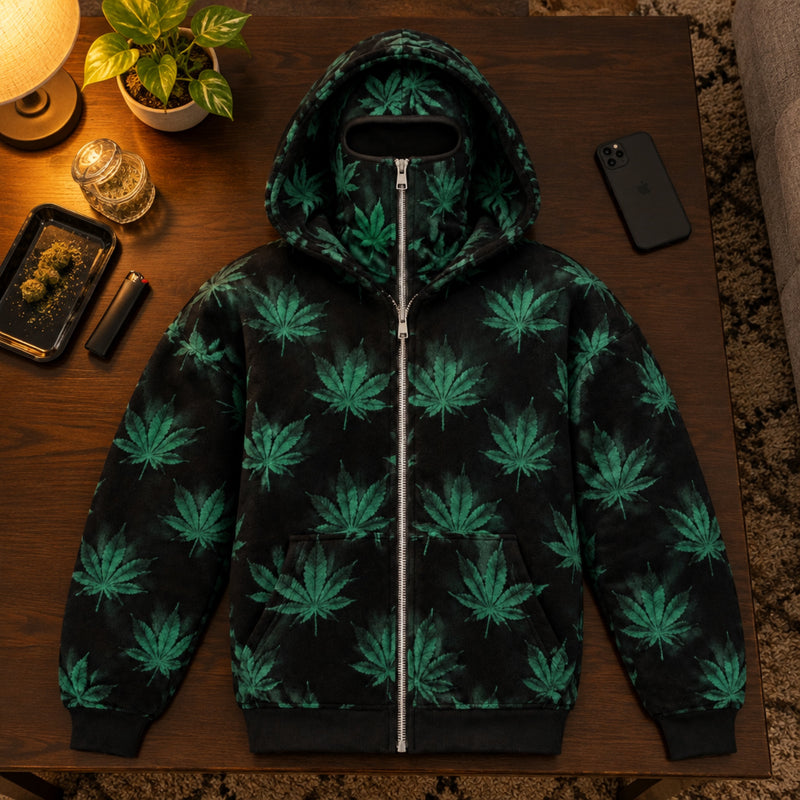 Kush Cloak hoodie green flat lay